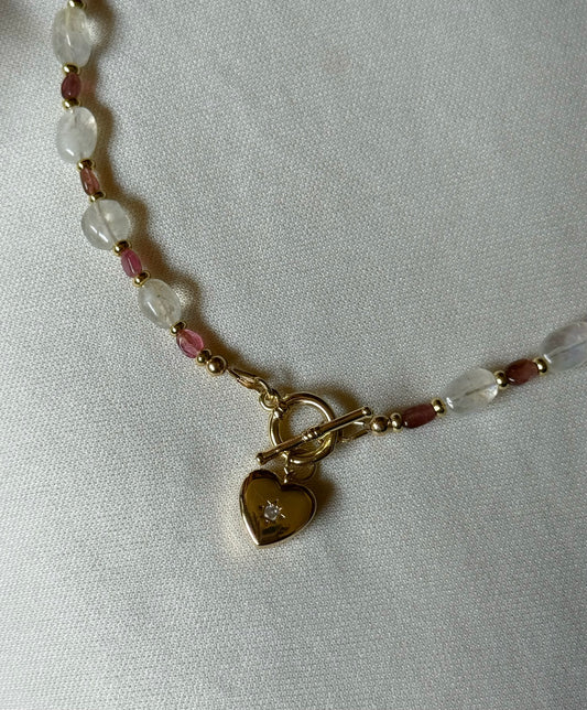 Moonstone Heart Toggle Necklace