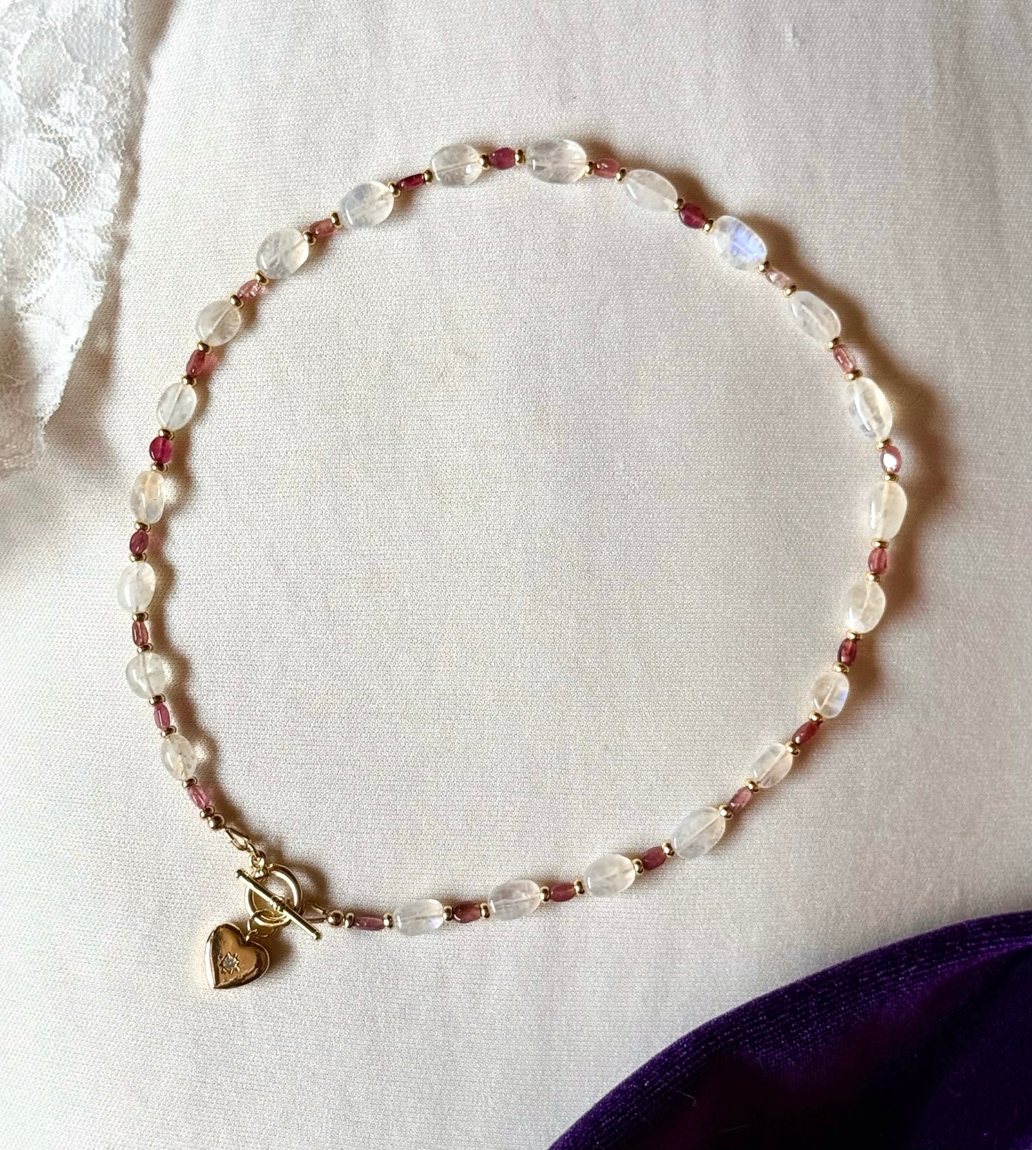 Moonstone Heart Toggle Necklace